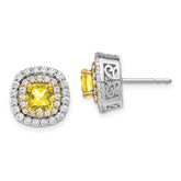 14K Two-Tone Lab Grown VS/SI+ G+ Dia & Created Yellow Sapphire Earrings